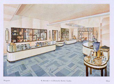 Parfümerie, Illustration aus Moderne Innenräume in Farbe, 1929 von Karl Bertsch